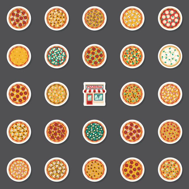 披萨店贴纸套装图片下载