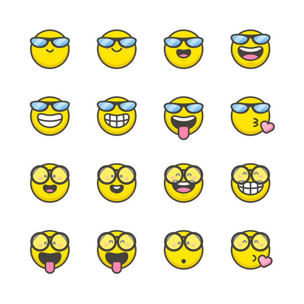 表情集平面设计和线条艺术图片下载