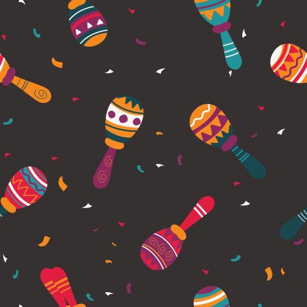 无缝图案与墨西哥沙球在黑暗的背景图片下载