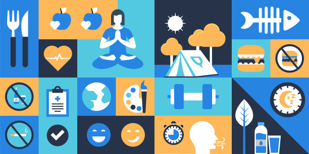 健康生活方式相关的现代平面设计，矢量插图图片下载