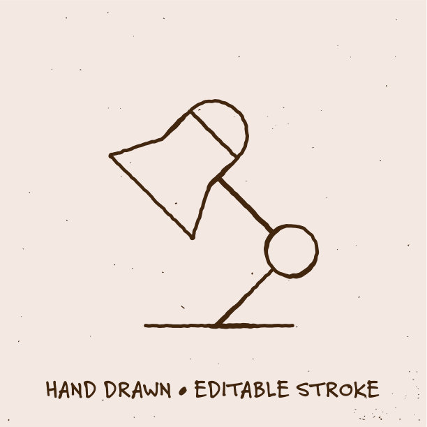 可编辑笔触的手绘台灯图标图片下载