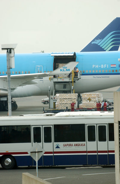印尼鹰航的飞机停在苏加诺哈塔国际机场图片下载