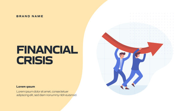 经济，金融危机和衰退的概念矢量插图登陆页面模板，网站横幅，广告和营销材料，在线广告，业务演示等。图片下载