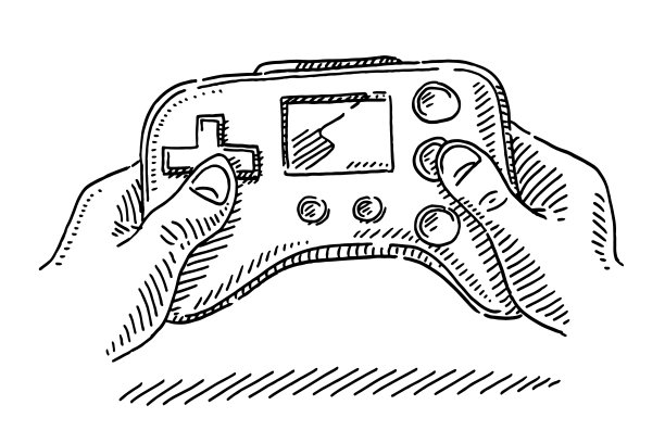 手握一个视频游戏控制器绘图图片下载