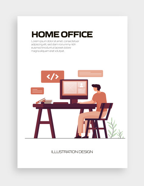 家庭办公概念矢量插图网站横幅，广告和营销材料，在线广告，业务演示等。图片下载