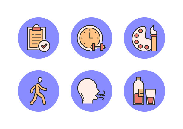 健康生活方式平面线图标，轮廓向量符号插图。图片下载