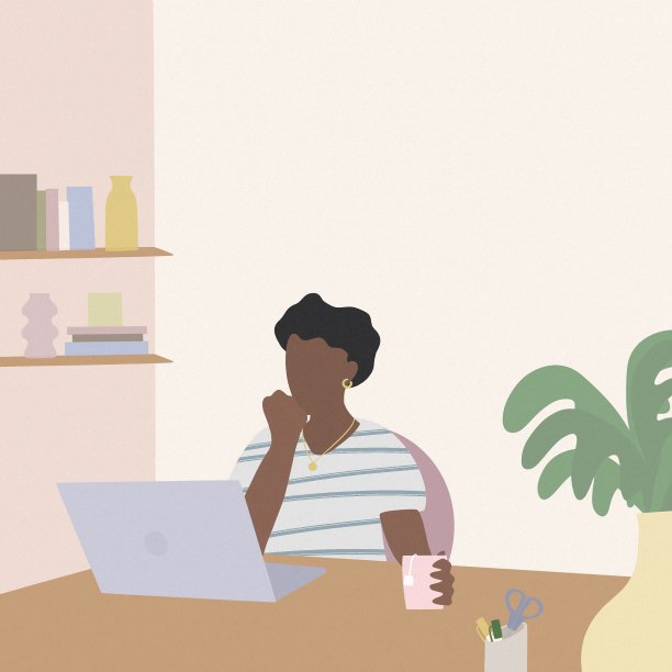 年轻自由女性插画图片下载