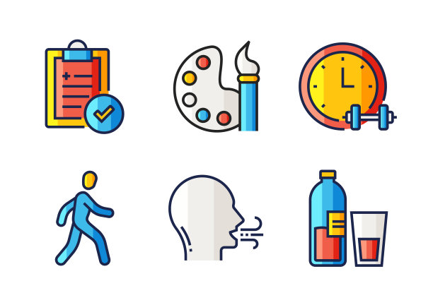 健康生活方式平面线图标，轮廓向量符号插图。图片下载