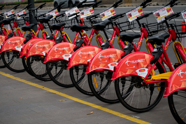 雅加达一辆出租的自行车。图片下载