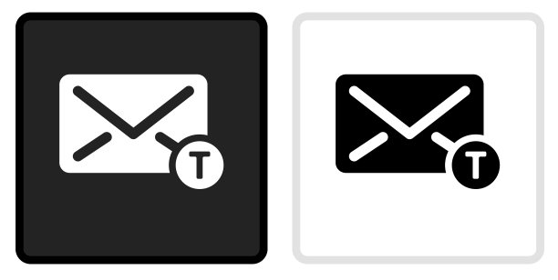 信封图标上的黑色按钮与白色翻转图片下载