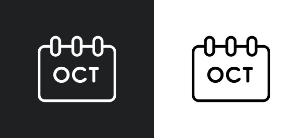 十月轮廓图标在白色和黑色的颜色。十月平面矢量图标从酒精收集网络，移动应用程序和用户界面。图片下载