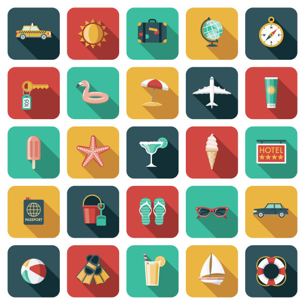 旅行和度假图标设置图片下载