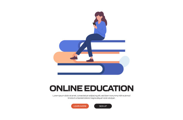 在线教育、电子学习、远程教育、网站横幅、广告和营销材料、在线广告、商业演示等概念矢量插图。图片下载