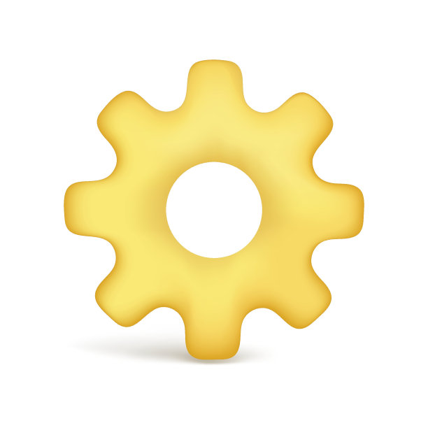 逼真的3d黄色光泽设置图标。卡通三维齿轮齿轮，优化经营理念，维修符号，技术服务或支持图标。矢量插图隔离在白色背景上图片下载