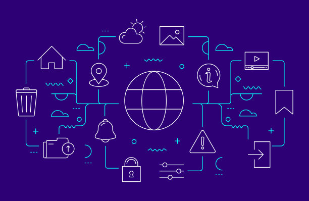 用户界面相关的网页横幅线条风格。现代线性设计矢量插图图片下载