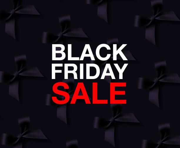 向量黑色星期五销售背景与黑色蝴蝶结图片下载