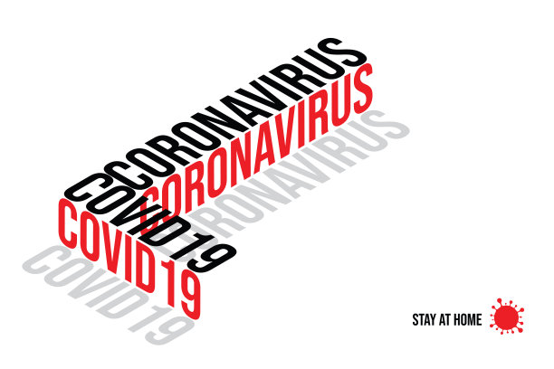 冠状病毒的等长字母。COVID-19流感大爆发的危险，流感毒株病例作为大流行概念横幅平面风格插图素材插图图片下载