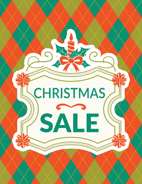 复古菱形花纹背景在节日的颜色，与圣诞销售装饰图片下载