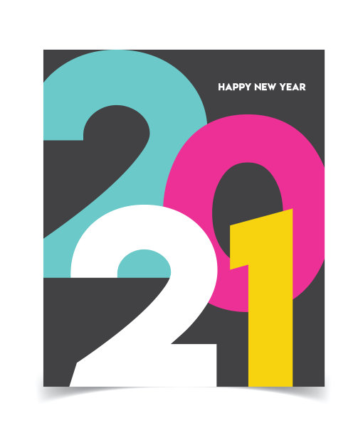 新年快乐。2021刻字。节日贺卡模板。股票插图图片下载