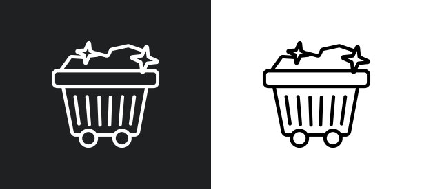 矿车轮廓图标在白色和黑色的颜色。采矿车平面矢量图标从业务集合为web，移动应用程序和用户界面。图片下载