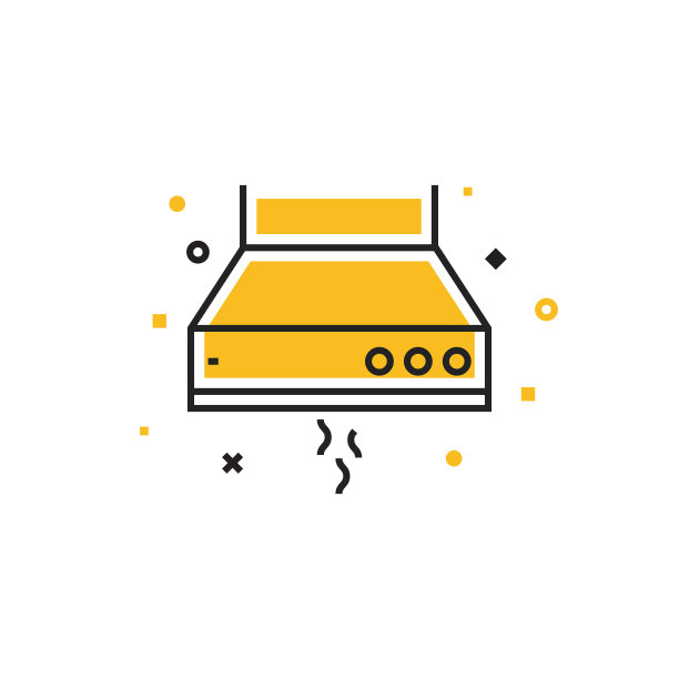 炊具罩平面线图标，轮廓矢量符号插图。图片下载