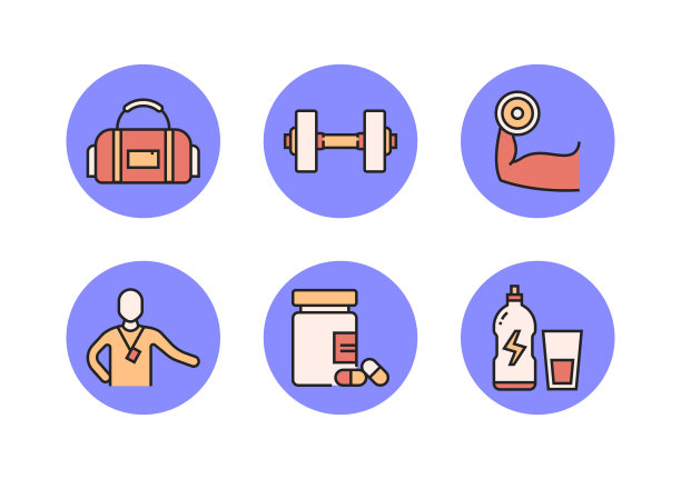健身和锻炼相关的直线图标。向量符号说明。图片下载