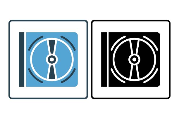 DVD光盘图标。多媒体和娱乐相关图标，适用于网站设计、APP、用户界面。实体图标风格。简单的矢量设计，可编辑图片下载