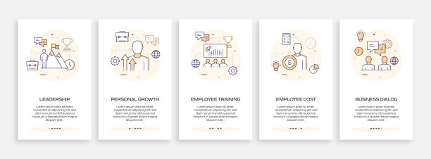 基于平面图标的移动应用页面屏幕。用户体验，用户界面设计模板矢量插图图片下载