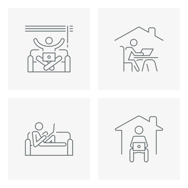 在家工作线条图标，居家图标图片下载