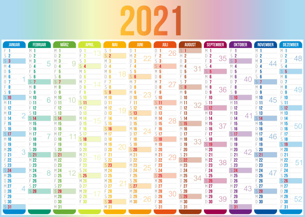 德国2021年日历图片下载
