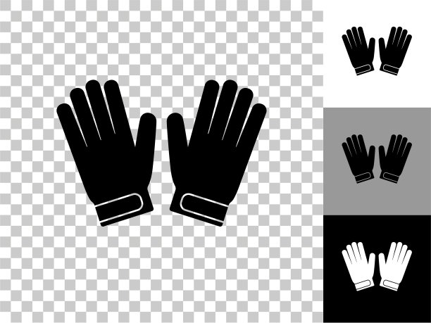 守门员手套图标上的棋盘透明背景图片下载