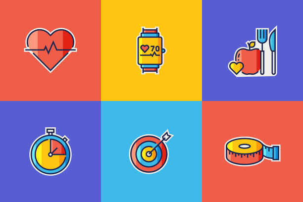 健身和锻炼相关的直线图标。向量符号说明。图片下载