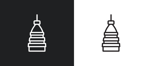 鼹鼠antonelliana在都灵轮廓图标在白色和黑色的颜色。鼹鼠antonelliana在都灵平面矢量图标从电影集合为web，移动应用程序和ui。图片下载