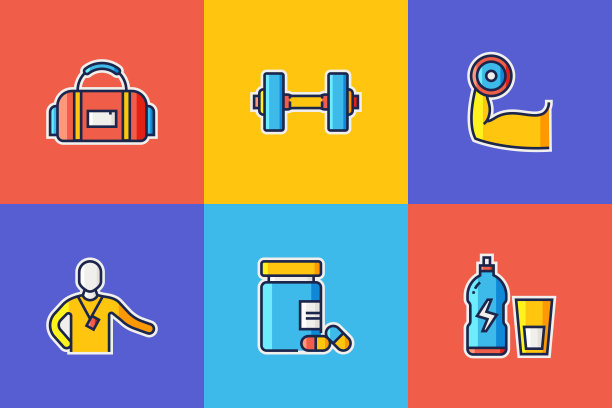 健身和锻炼相关的直线图标。向量符号说明。图片下载