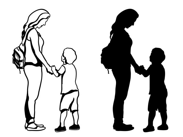 孩子争吵冲突解决轮廓图片下载