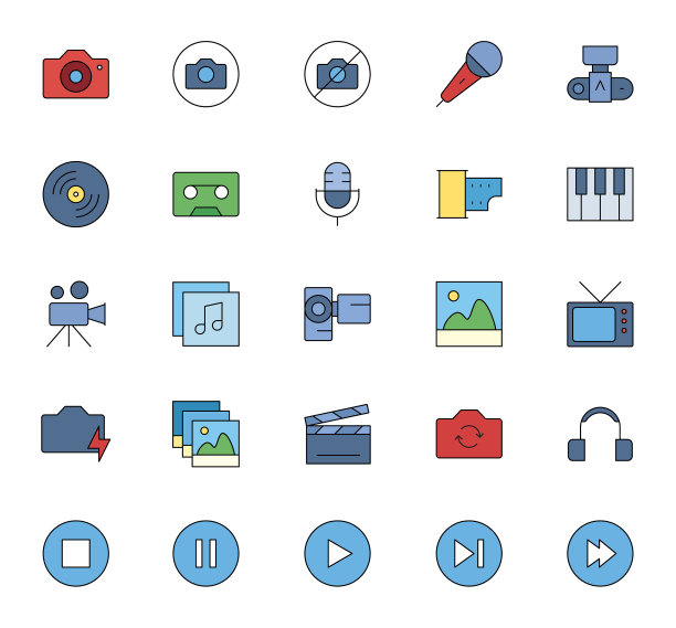 多媒体图标集图片下载
