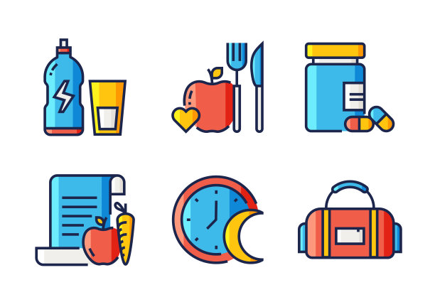 健身和锻炼相关的直线图标。向量符号说明。图片下载