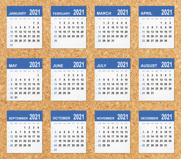 软木板日历2021年图片下载