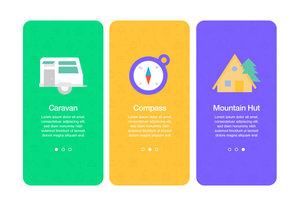 与冒险相关的网站和移动应用的登陆屏幕图片下载