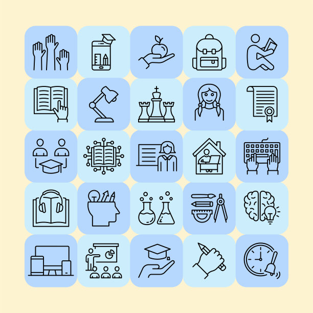 数字学习矢量线性图标集图片下载