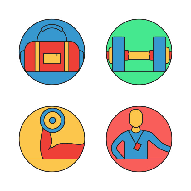 健身和锻炼相关的直线图标。向量符号说明。图片下载