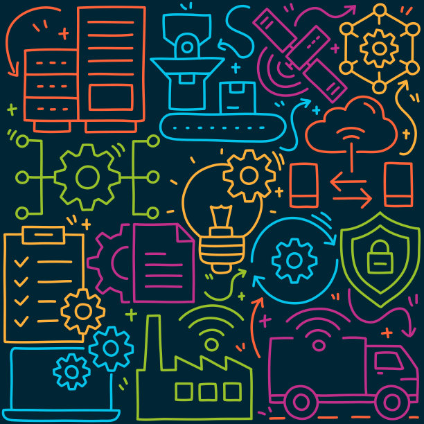 产品管理相关的涂鸦插图。手绘矢量产品管理符号和图标。图片下载