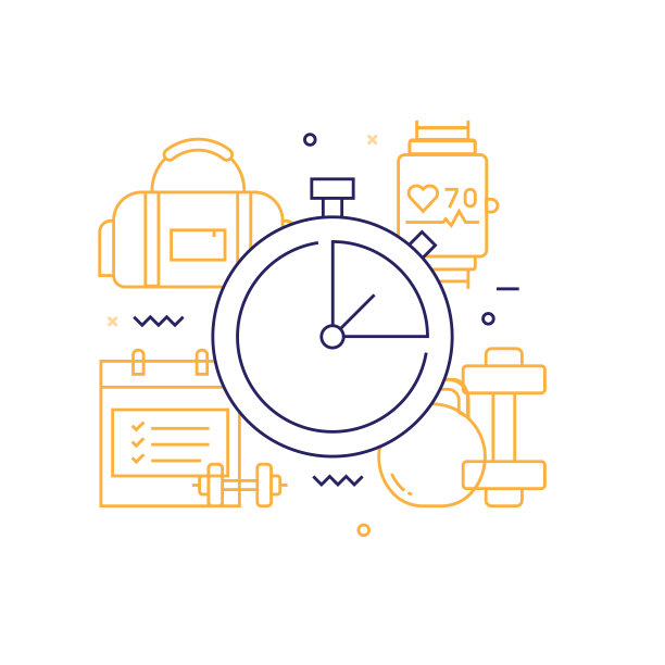 健身和锻炼相关的现代线条风格矢量插图图片下载