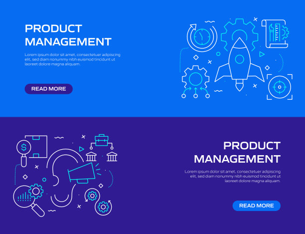 产品管理相关的现代线条风格矢量插图图片下载