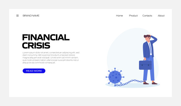 经济，金融危机和衰退的概念矢量插图登陆页面模板，网站横幅，广告和营销材料，在线广告，业务演示等。图片下载