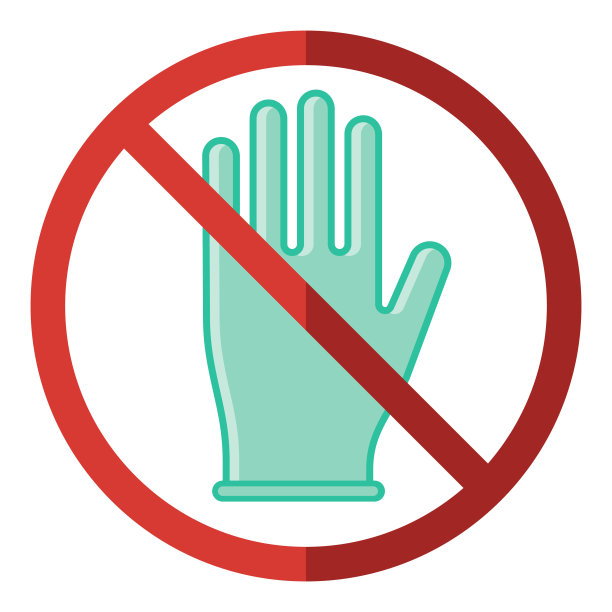 橡胶手套禁令图标上透明的背景图片下载