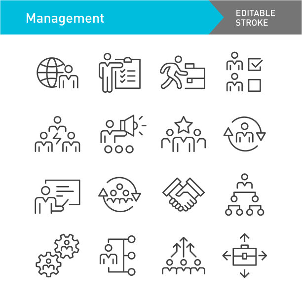 管理图标设置线系列-可编辑的笔触图片下载