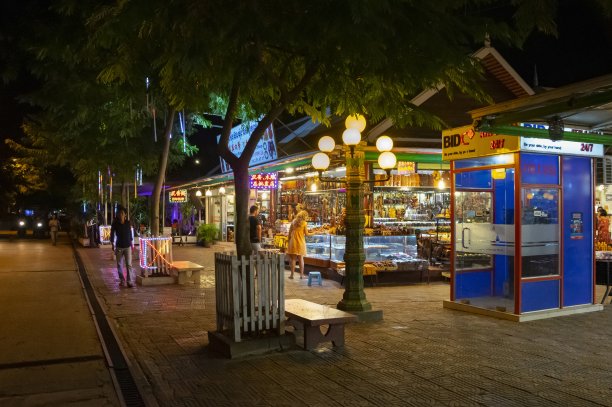 柬埔寨暹粒市的夜市图片下载