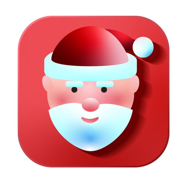圣诞3D应用程序圣诞老人图标设计在充满活力的梯度颜色图片下载