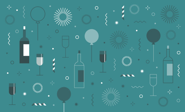 新年派对的节日生日背景和图标设置图片下载